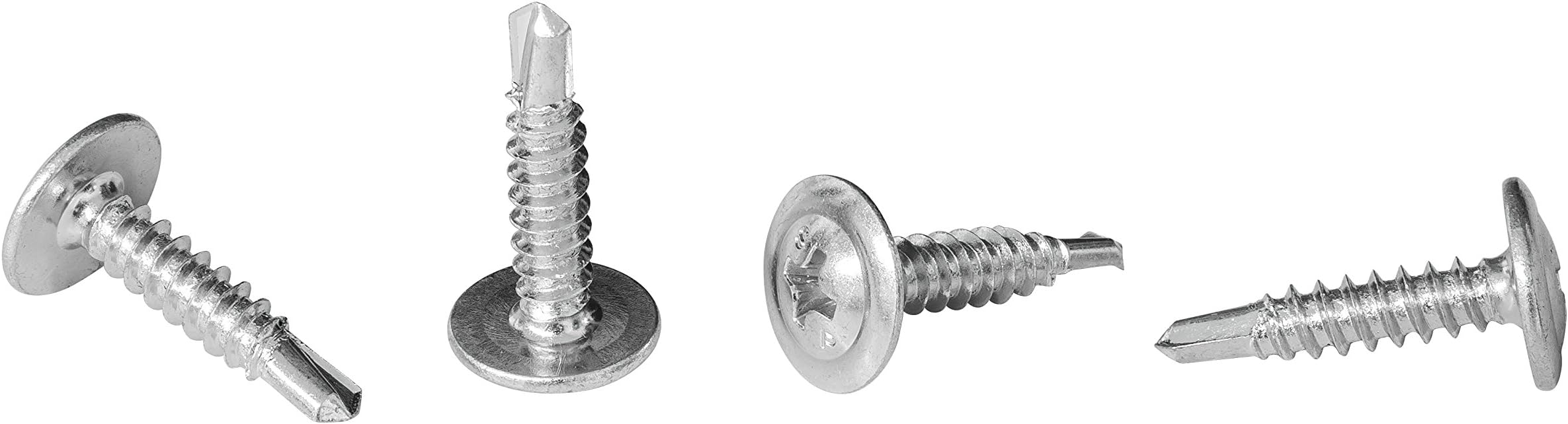 #8 x 3/4" Phillips Modified Truss Head Self-Drilling Tek Screw, Zinc-Plated Steel for Sheet Metal Attaches Wire Lath to Metal Studs - Pack of 100