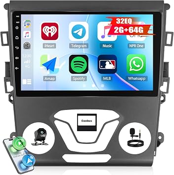 Android Car Stereo for 2013 2014 2015 2016 Ford Fusion Radio with Wireless CarPlay Android Auto 9 Inch 1280 * 720 IPS Touch Screen Head Unit with Bluetooth 5.0 32EQ GPS FM Backup Camera 2G+64G