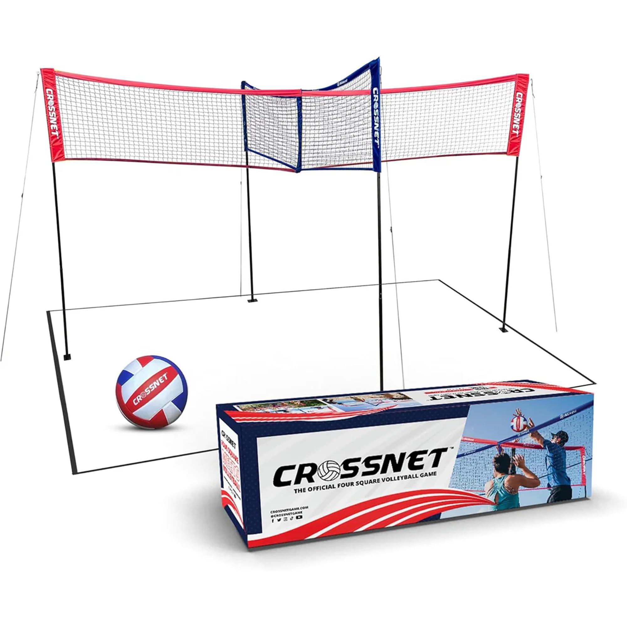 Photo 1 of Vivere CROSSNET 4 Square Volleyball Game Set with Net, Ball and Backpack