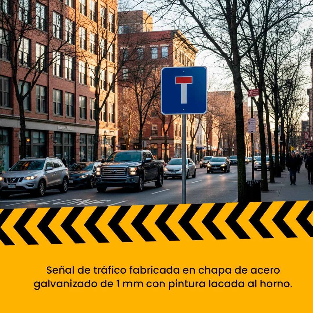 PARKING FÁCIL | Señal de Tráfico Chapa Economica | Resistente de Acero Termolacado | Señalización de Carreteras | Seguridad Vial | Máxima Visibilidad, Tamaño 50 cm (Calle sin Salida)