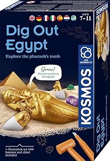 KOSMOS 617370 Pharaoh Treasure, Excavation Kit, Digging Real Gemstones and Sarcophagi Yourself, with Hammer and Chisel, Experiment Set for Children from 7 Years, Multilingual Instructions