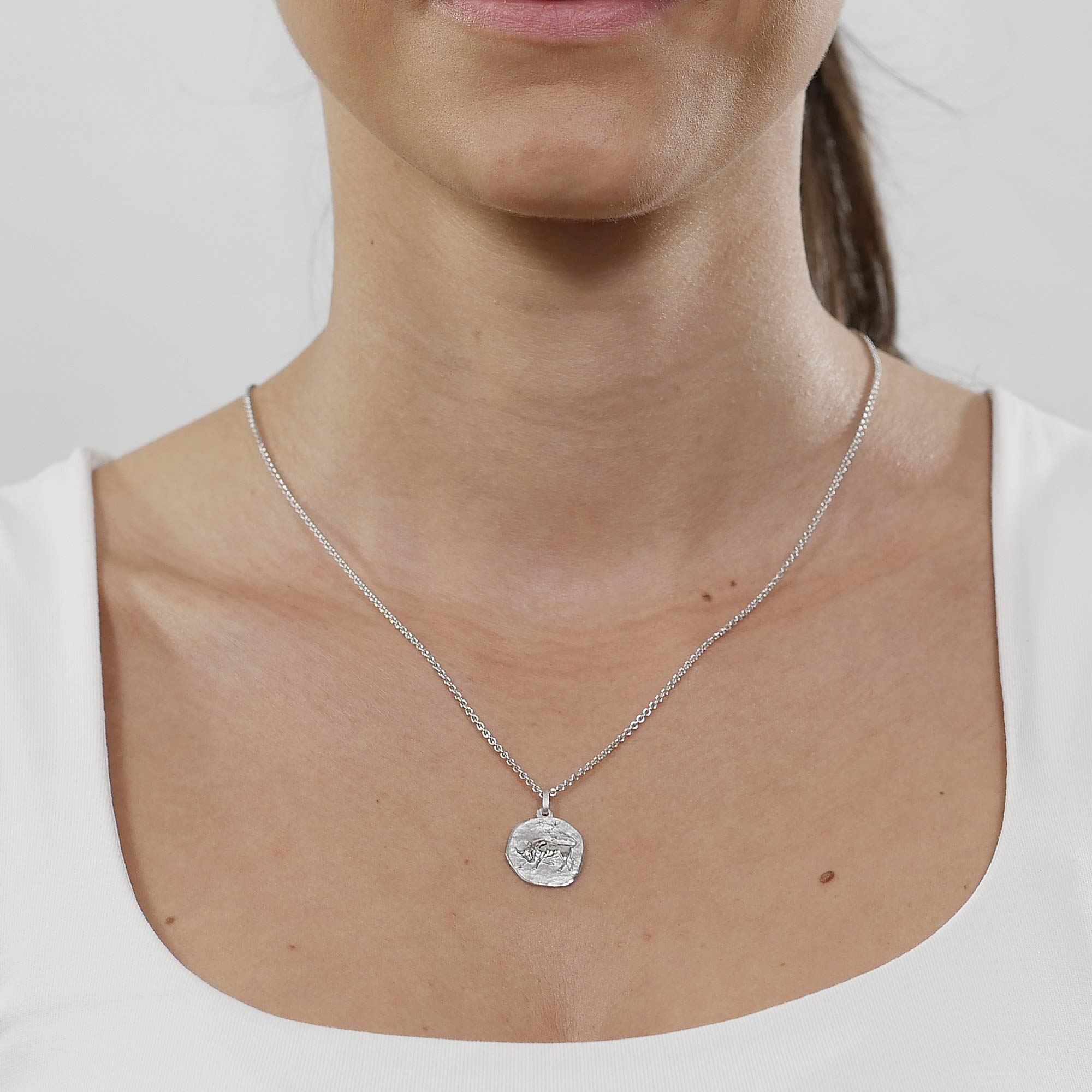 trendor Sternzeichen Stier mit Halskette 925 Silber Ø 16 mm 08441-05 | Tierkreiszeichen Anhänger Sterlingsilber für Damen, Herren oder Kinder,