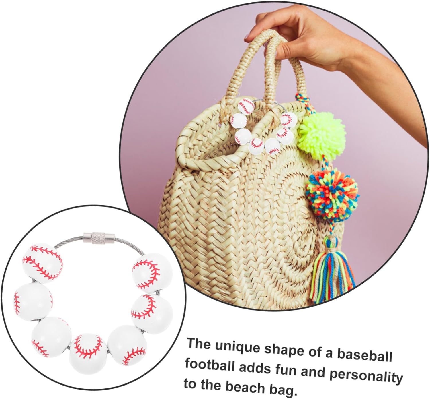 Beach Bag Charm Pendant Unique Sports Beaded Beach Tote Accessory for Stylish Outings for Baseball and Soccer Fans