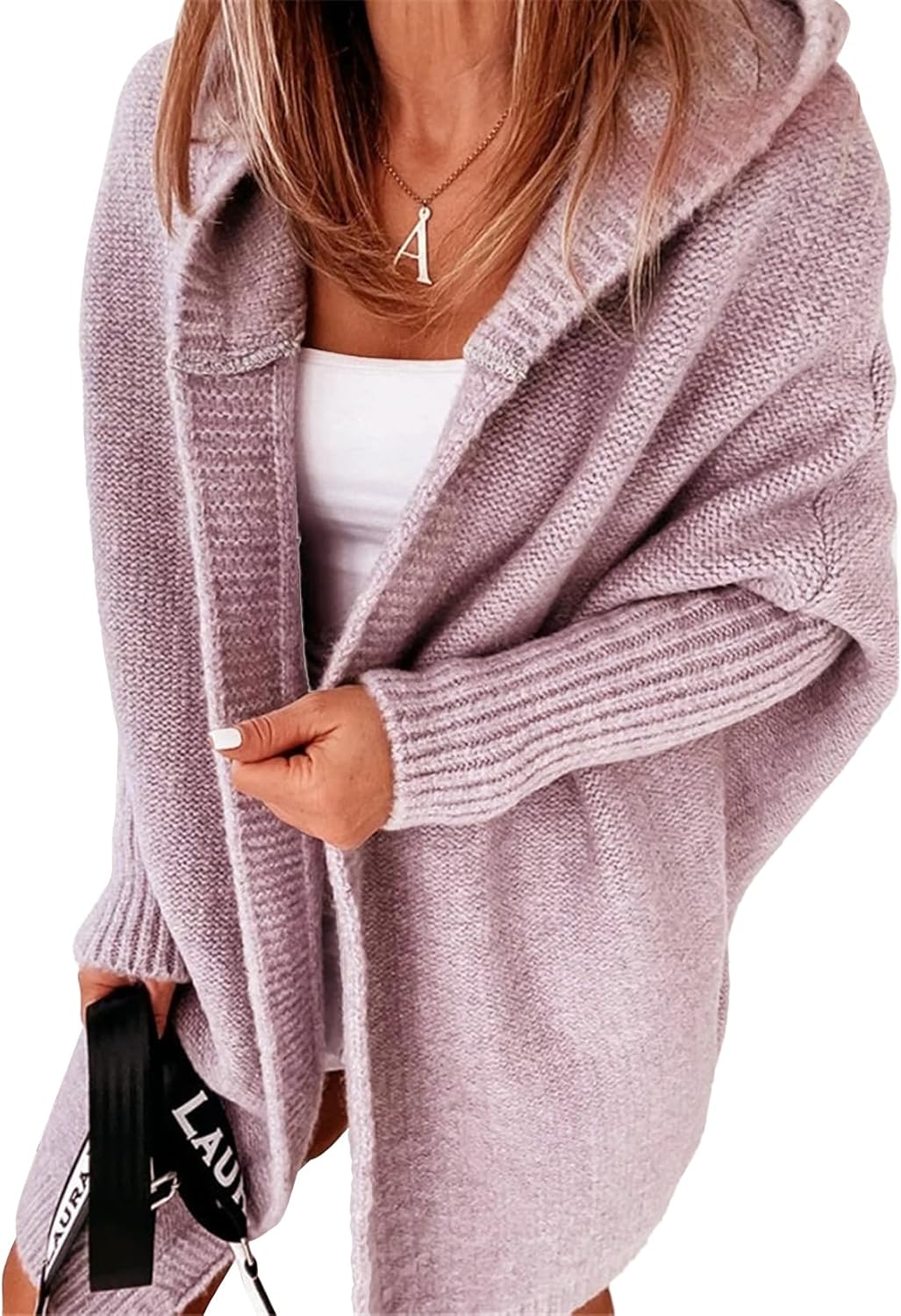LOAIHA Women Chunky Hooded Cardigan Sweaters Fall Winter Trendy Oversized Open Front Long Sleeve Cable Knit Outerwear Coat