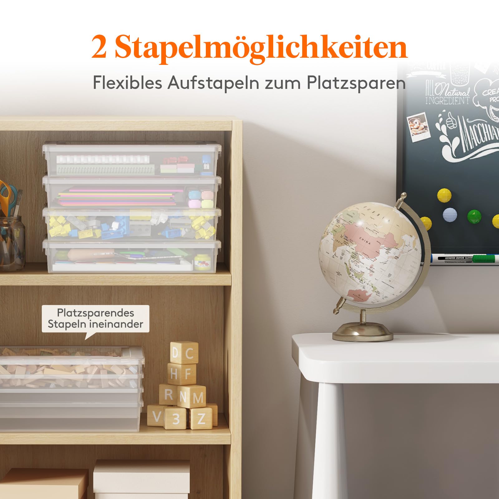 Lifewit 4 Pack 5L Aufbewahrungsbox A4 mit Deckel, Din A4 Box mit Clip-Verschlüsse, Dokumentenbox Archivbox, Storage Box für Bastelmaterial Papier Foto Künstlerbedarf Werkzeug, 32 x 23 cm/12x9, Klar