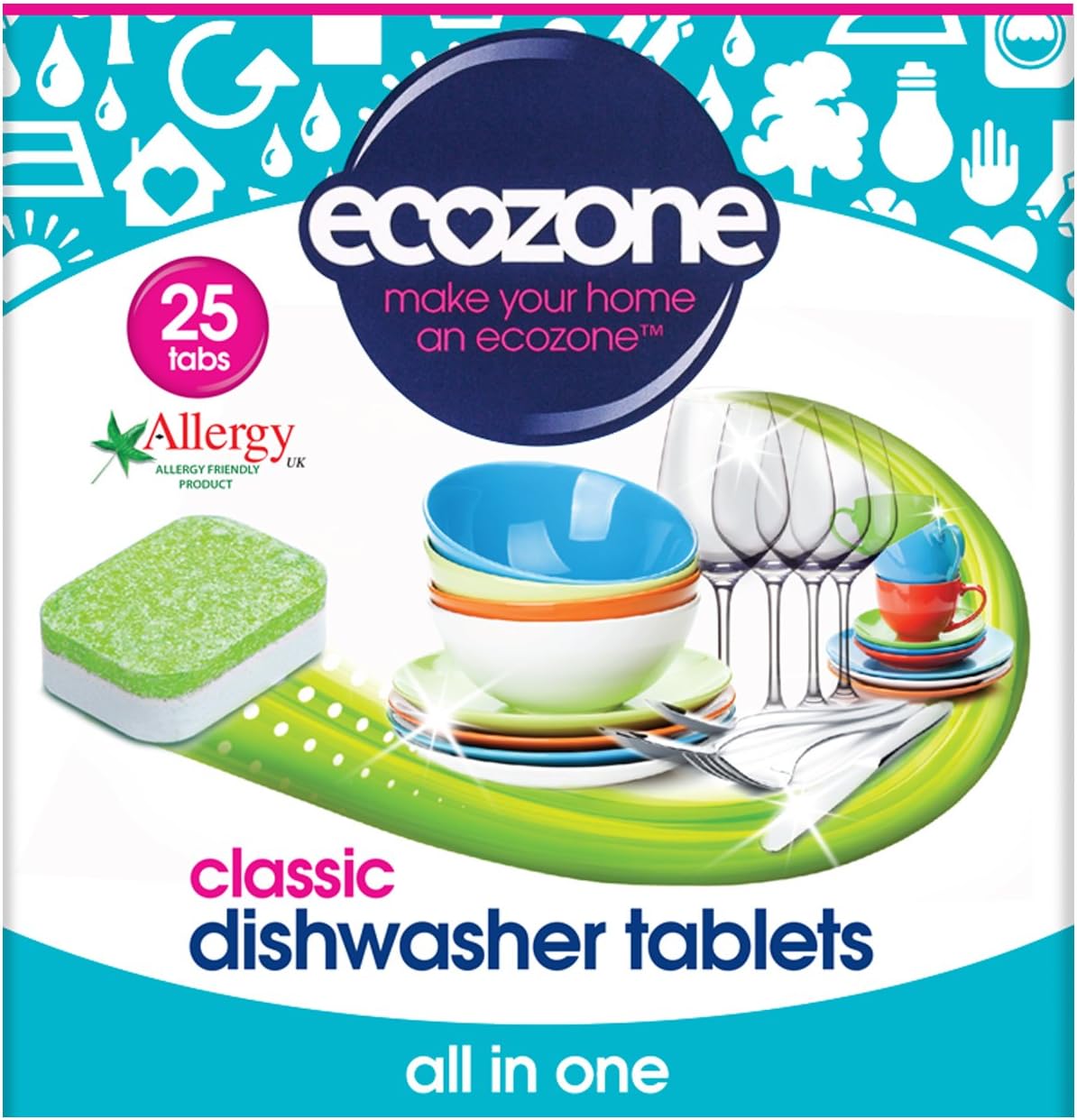 Ecozone All in One Classic Dishwasher Tablets, (25 Tablets)