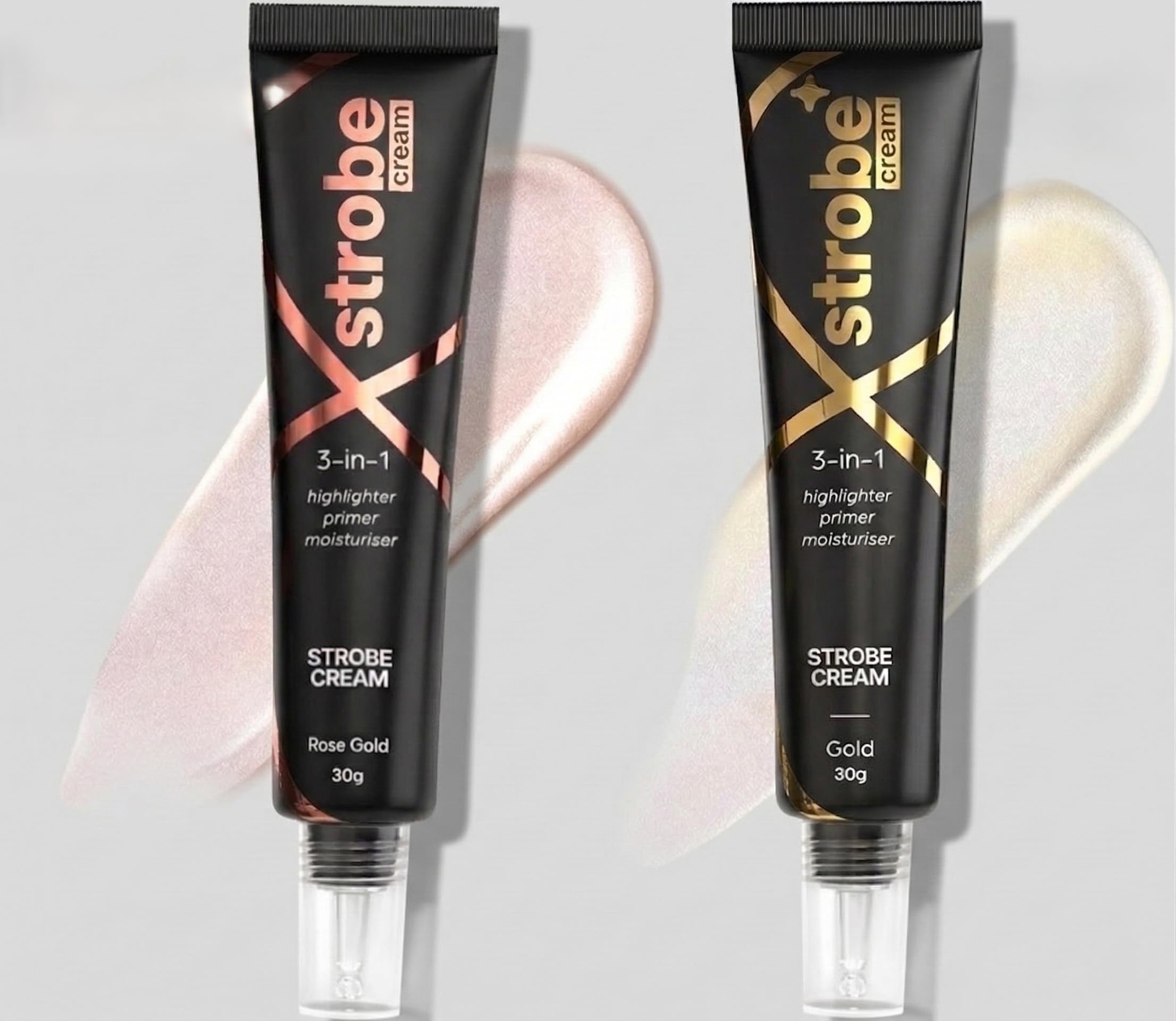 Gold & Rose Gold Strobe Cream Duo | 3-in-1 Primer, Highlighter & Moisturizing Glow Cream | Radiant Makeup Base | Pack of 2 (30g Each)-image-6