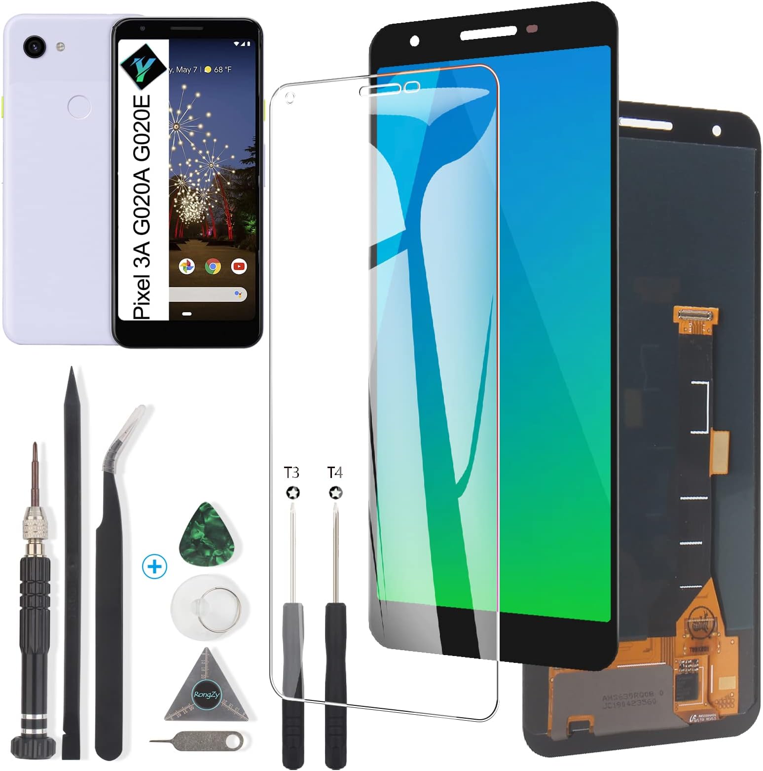 Display for Google Pixel 3A OLED Screen Replacement Touch LCD Screen Digitizer Assembly for Google Pixel 3A G020A G020E G020B LCD with Tools(Black)