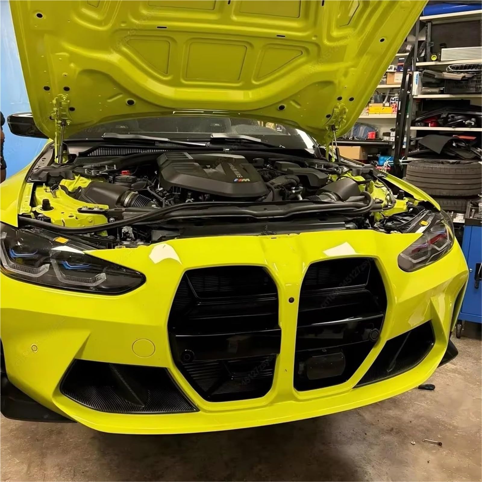 Griglia Anteriore Auto Per BMW Per M3 G80 G81 Per M4 G82 G83 21-2024 Bodykit Tuning CS Style Paraurti Anteriore Auto Griglie Griglia Cofano Lucido Con ACC Griglia Radiatore