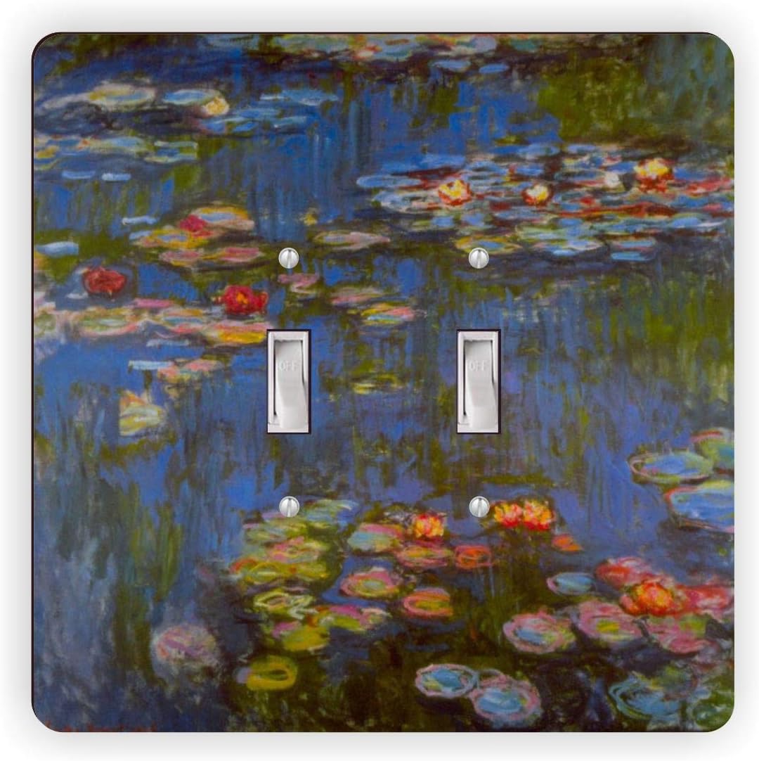 Claude Monet art Waterlillies -Light Switch Plate Cover - Double GFI Double Rocker - Two Gang Switch Plate Cover Switch Plate Cover