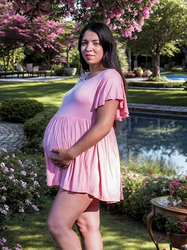 Miniatura 4 de HOTOUCH Camisetas de maternidad para mujer, estilo casual, peplum, blusa de embarazo, camisas de maternidad de manga corta