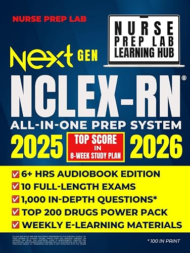 NEXT GENERATION NCLEX-RN® PREP: The stress-free, all-in-one NCLEX-RN® guide: 6+hrs audiobook, 10 full-length exams, 1,000 new CAT questions, memory ... and mindset tips to become an RN fast!