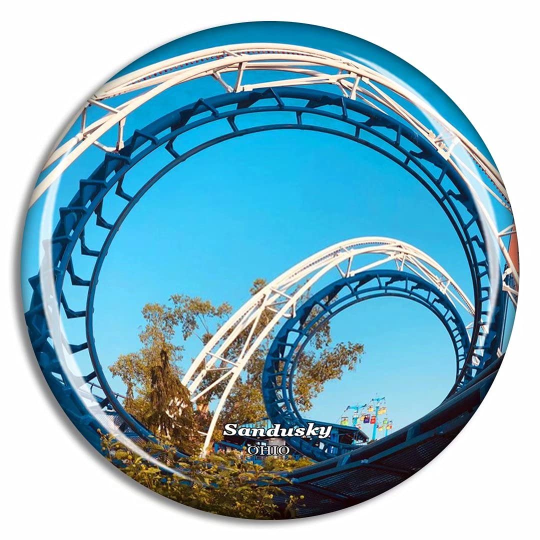 Sandusky Cedar Point Ohio USA Fridge Magnet Travel Gift Souvenir Collection 3D Crystal Glass