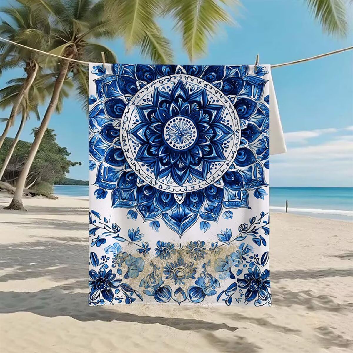Telo Mare XXL 220x100cm/35x70cm, 2 Set Telo Mare Microfibra India Asciugamano Palestra Uomo, Antisabbia, Leggero, Asciugatura Rapida, Teli da Spiaggia Grandi Accessori per Camping Natation Yoga H-12