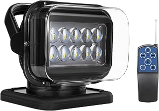 Niceky LED Spotlight for Truck,Remote LED Search Light Auto-Reset 360 Rotating Boat Spot Light