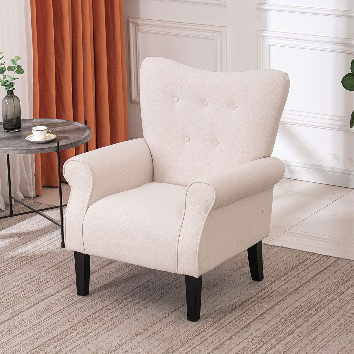 Buy Dnyker Modern Accent Chair Comfy Armchair Single Wingback Chair Made Of Wooden And Linen Fabric Sofa For Living Room Bedroom Office Beige Online In Indonesia B09191gjlv Buy Dnyker Modern Accent Chair Comfy Armchair Single Wingback Chair Made Of Wooden And Linen Fabric Sofa For Living Room Bedroom Office Beige Online In Indonesia B09191gjlv