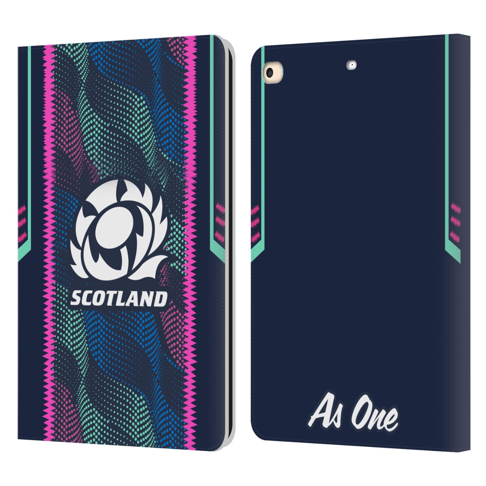 Head Case Designs Officially Licensed Scotland Rugby Wave Training 2023/24 Crest Kit Leather Book Wallet Case Cover Compatible with Apple iPad 9.7 2017 / iPad 9.7 2018
