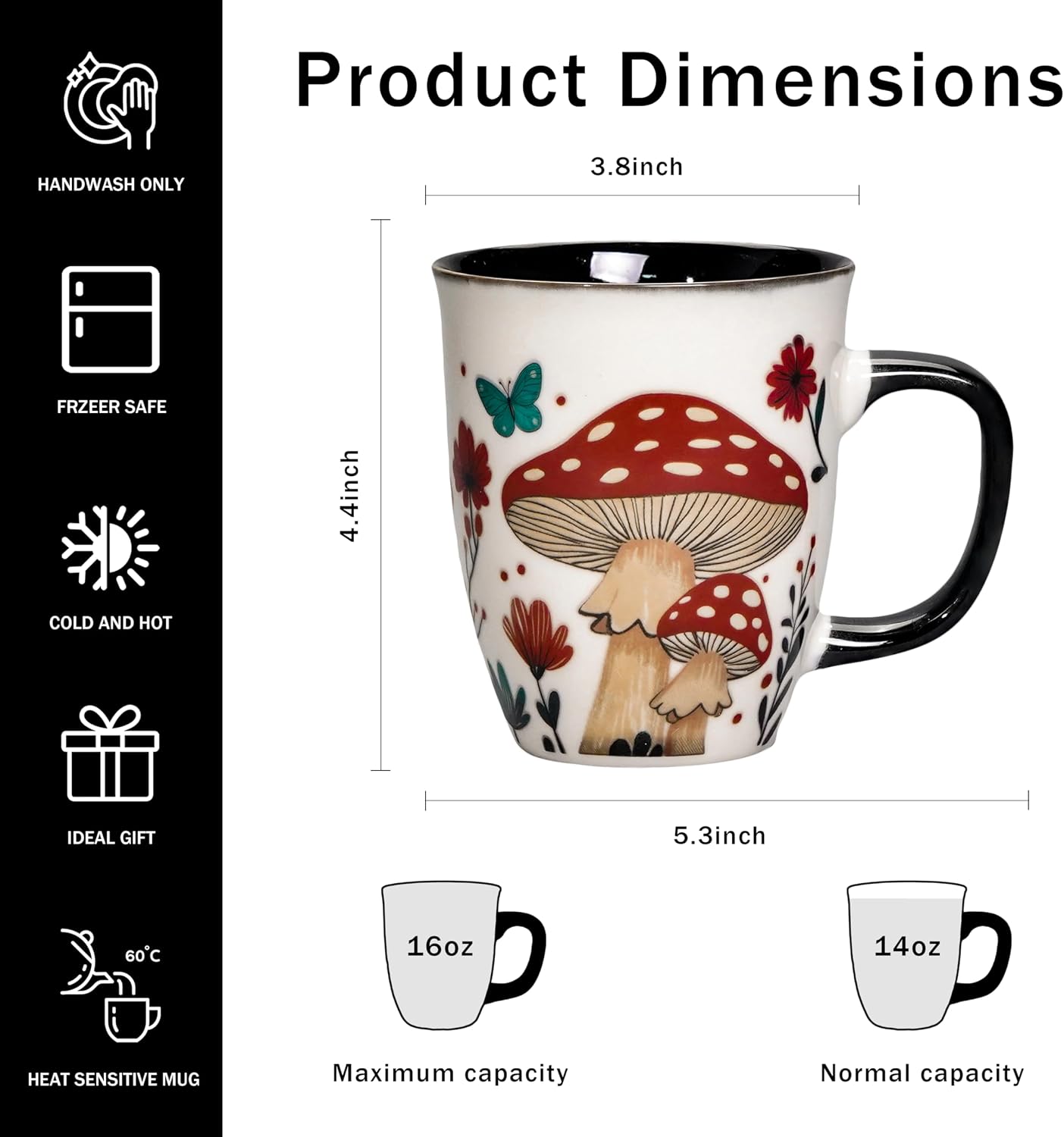 Mushroom Color Changing Coffee Mug, 16oz