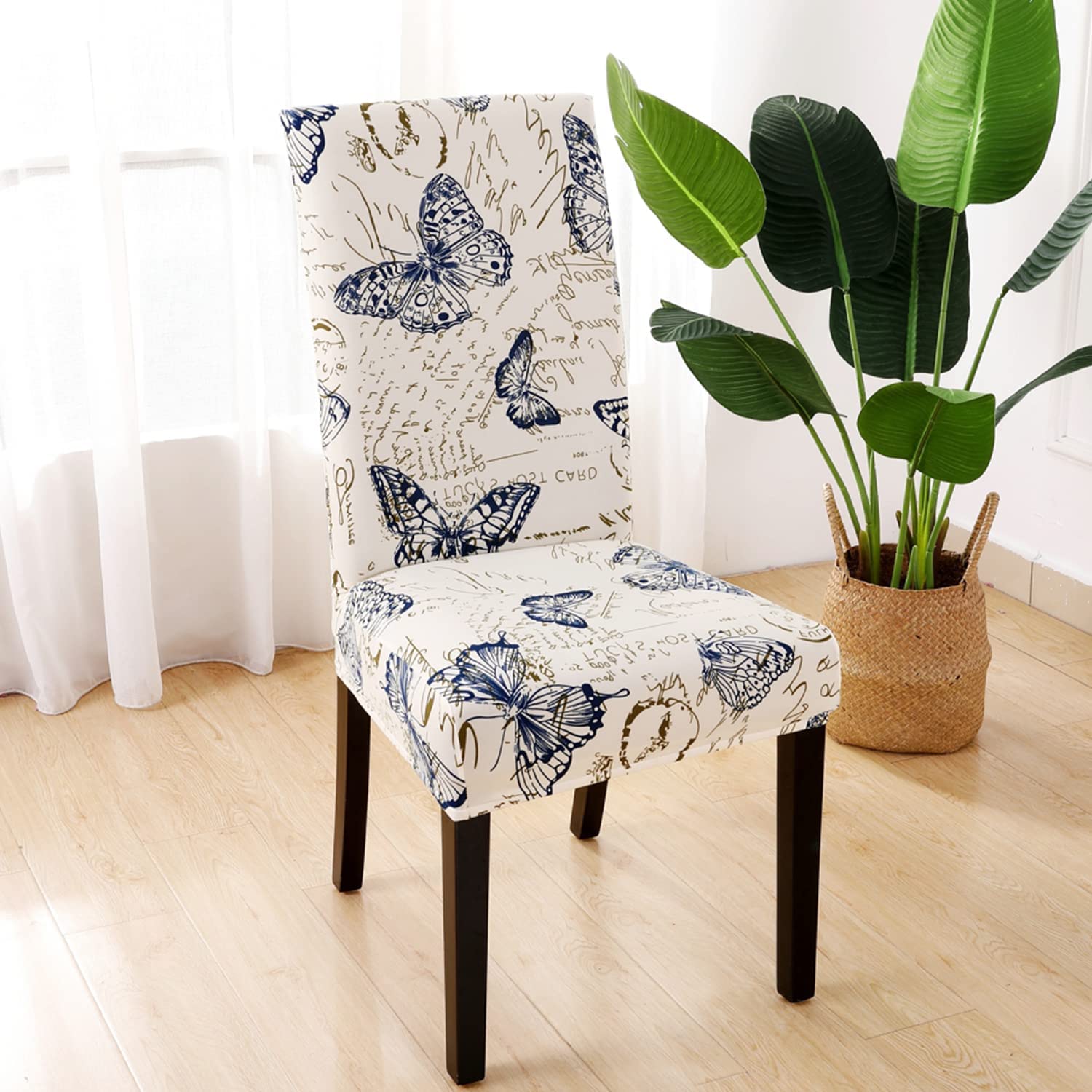 HZDHCLH Chair Covers Slipcovers 4/6 PCs Stretch Removable Washable Short Dining Chair Protector Cover Seat for Hotel,Dining Room,Ceremony(Butterfly,6 PCS) - Image 4