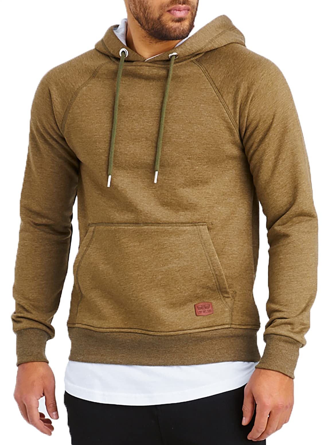 Leif Nelson LN8125 Men's Hoodie, Slim Fit, Cotton Content, Modern Hoodie / Sweatshirt, Long-Sleeved Sweater Shirt with Hood, Black / White