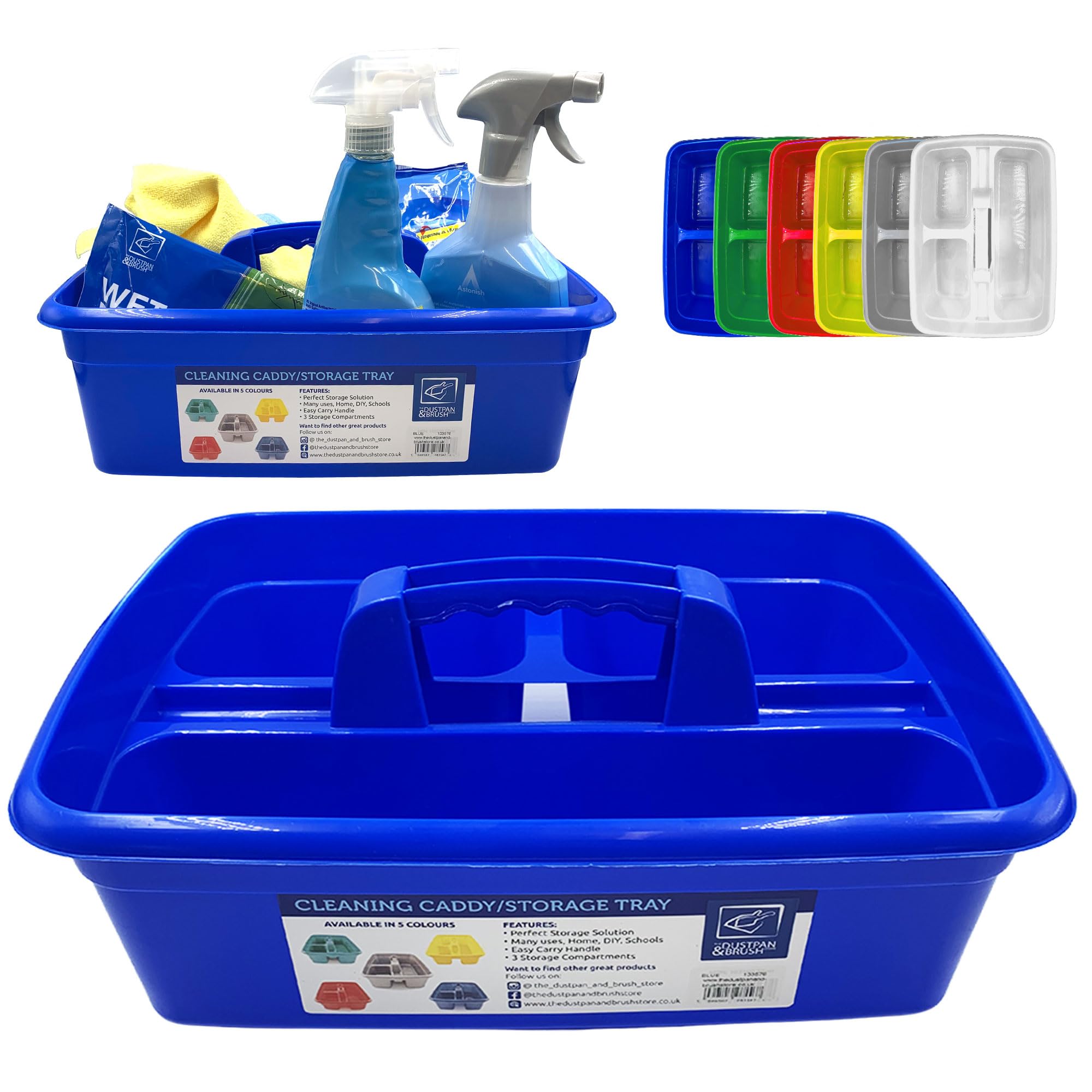 Tdbs The Dustpan And Brush Store Blue Cleaning Caddy With Handle Cleaners Caddy Organiser Carry Baskets For Cleaning Products (Blue)
