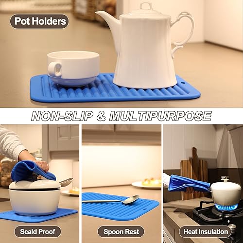 Miniatura 4 de Joyhalo Paquete de 4 salvamanteles de silicona para ollas y sartenes calientes, salvamanteles resistentes al calor de 480 para platos calientes,