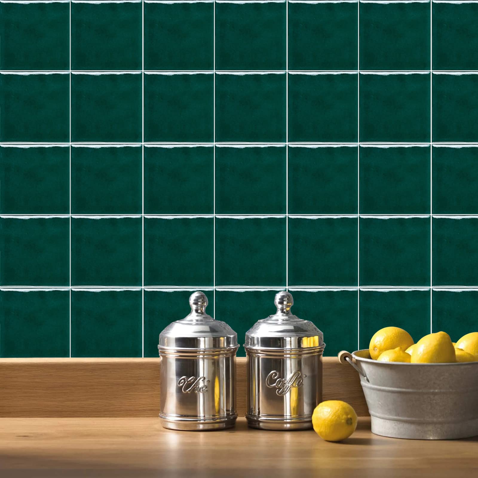 LMYSXAOZ Tile Stickers 15x15cm Dark Green Stick on Tiles Self Adhesive Wall Peel and Floor Tiles, for Kitchen Bathroom(10pcs)