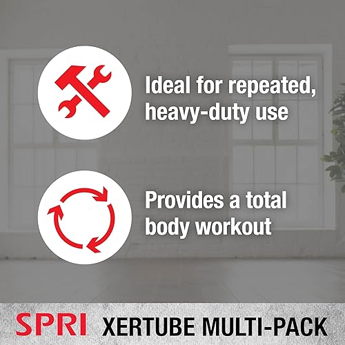 Miniatura 4 de SPRI Xertube - Bandas de resistencia con asas – Todos los cordones de ejercicio se venden por separado con opción de anclaje en puerta para gimnasio