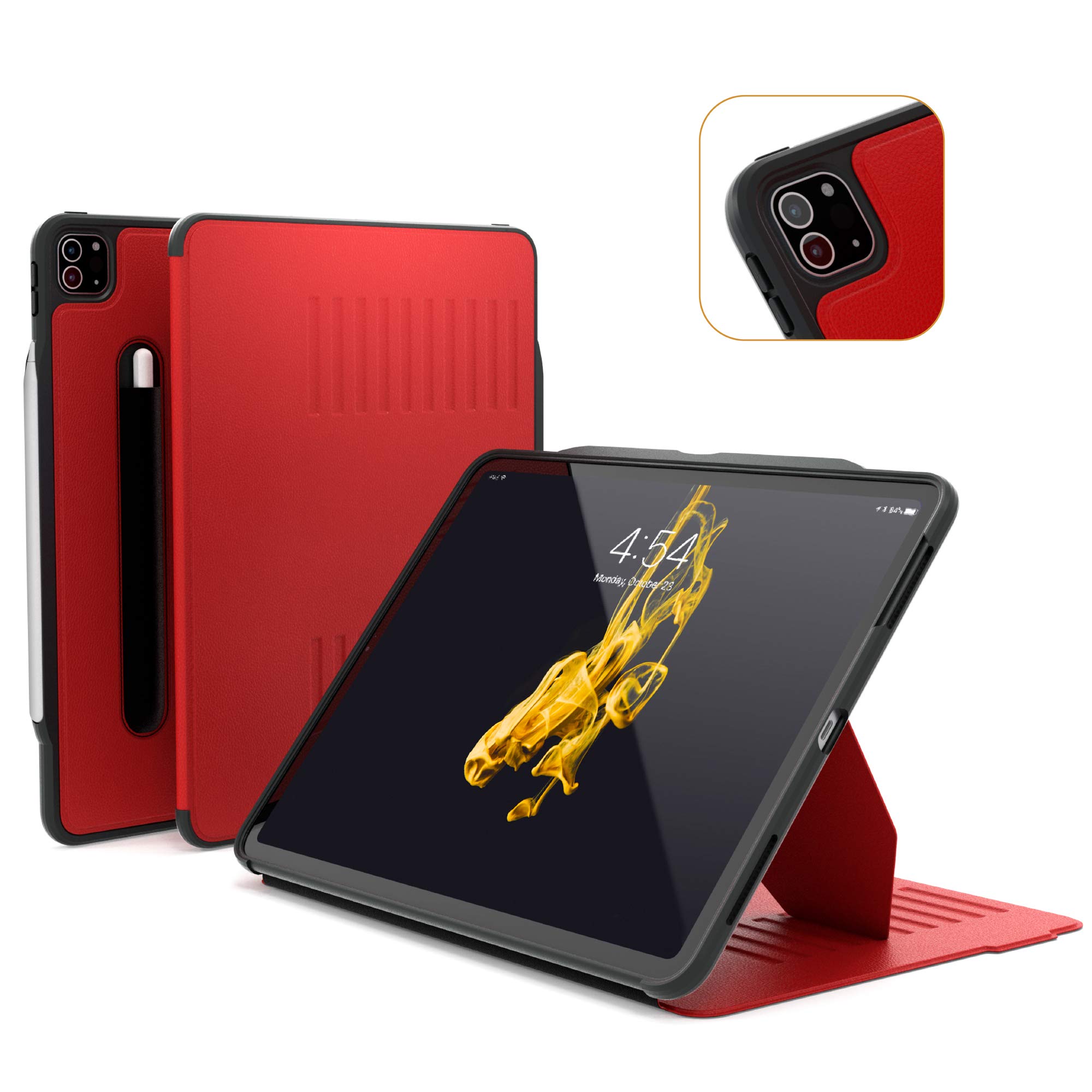ZUGU CASE iPad Pro 12.9 Case, Alpha Thin Profile Protective Case/Cover Designed for iPad Pro 12.9-inch (4th Gen, 2020) Convenient Magnetic Stand (Auto Sleep/Wake) - Red