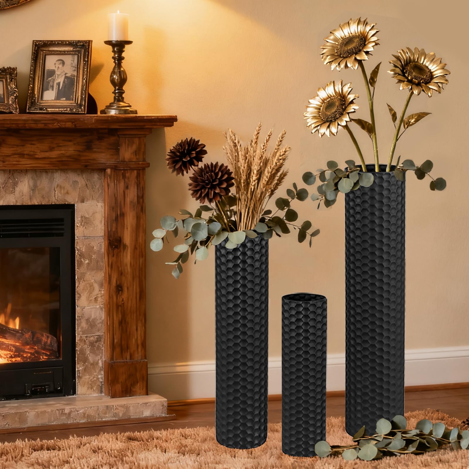 Best Large Floor Vase Picks for 2026 1 NOLIPED Black Tall Floor Vase - Set of 3 Large Metal Decorative Vases — product photo