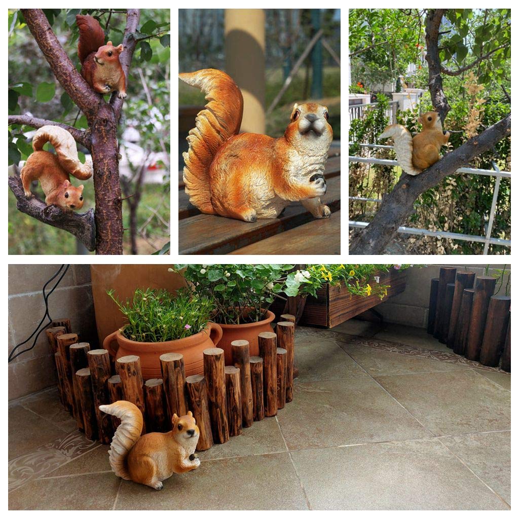 Eichhörnchen-Gartenfiguren Aus Harz – 2er Set, Ca. 5,3 Cm, Handbemalt Für Garten, Terrasse & Deko