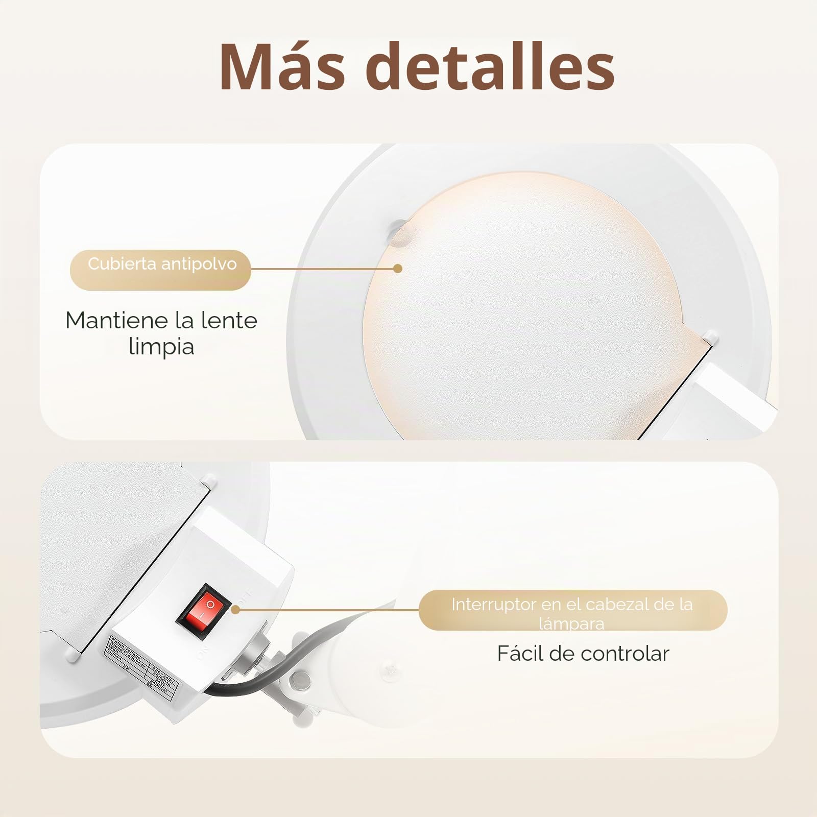 Lámpara de lupa de pie, lupa de pie, con iluminación rotativa de 180° con ruedas, lámpara lupa profesional, lámpara estética, 5 veces la tasa de ampliación(blanco)