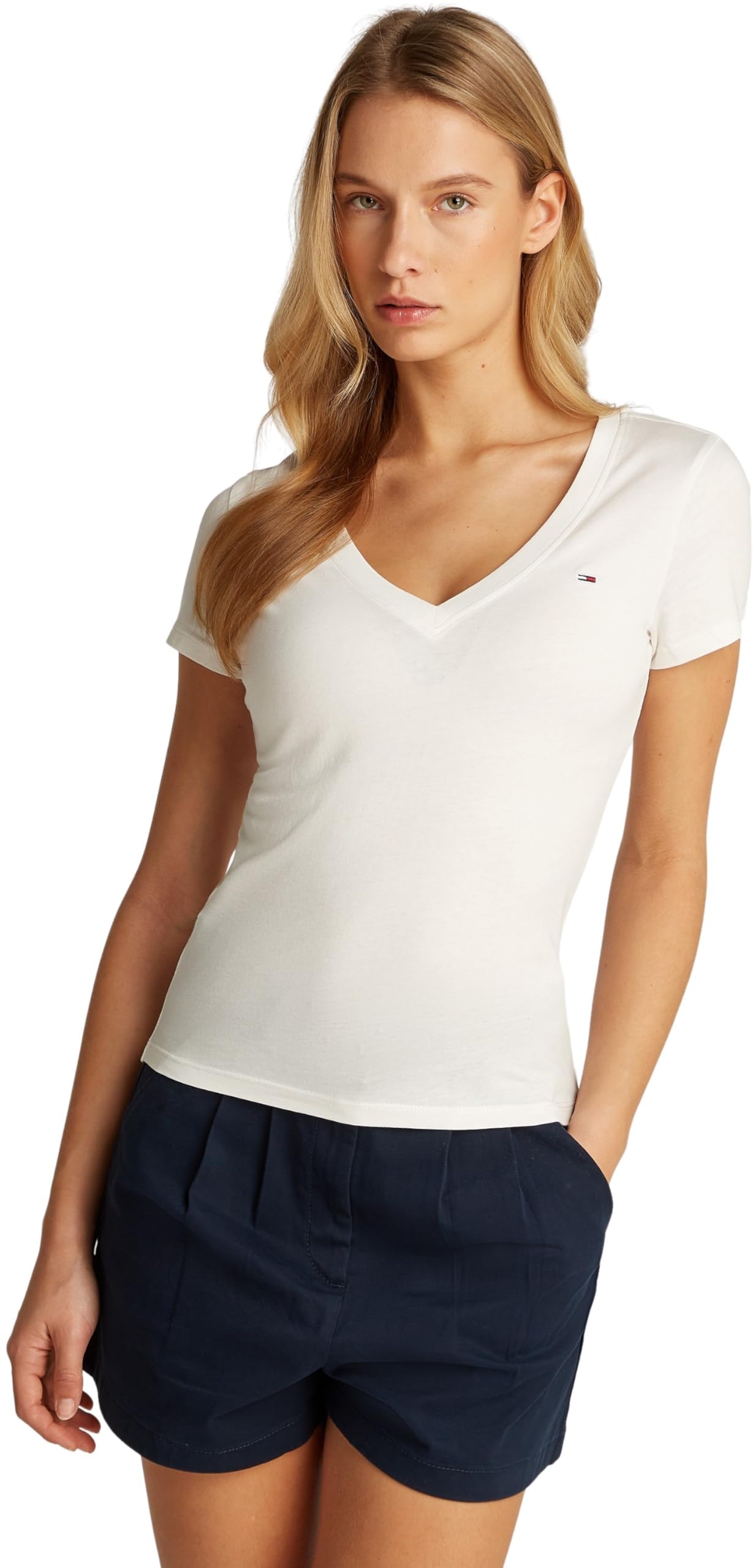 Tommy Jeans Damska koszulka TJW 2-pak dekolt w serek S/S T-Shirt, Multi, XS, Multi (Ecru/szlachetny róż), XS