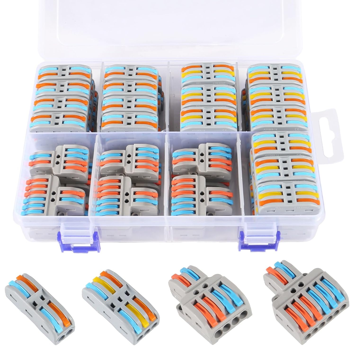 DIANN 65pcs Lever Wire Connectors Kit Compact Splicing Wire Connectors Assortment Pack Lever Connector Kit Quick Wiring Connector for AWG 28-12