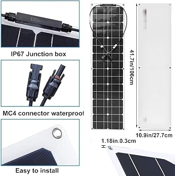 400W Flexible Monocrystalline Solar Panels with 40A Solar Regulator Photovoltaic Module for Off- Grid System Motorhome RV Caravan Camper Boats Roofs Uneven Surfaces 2 * 400W