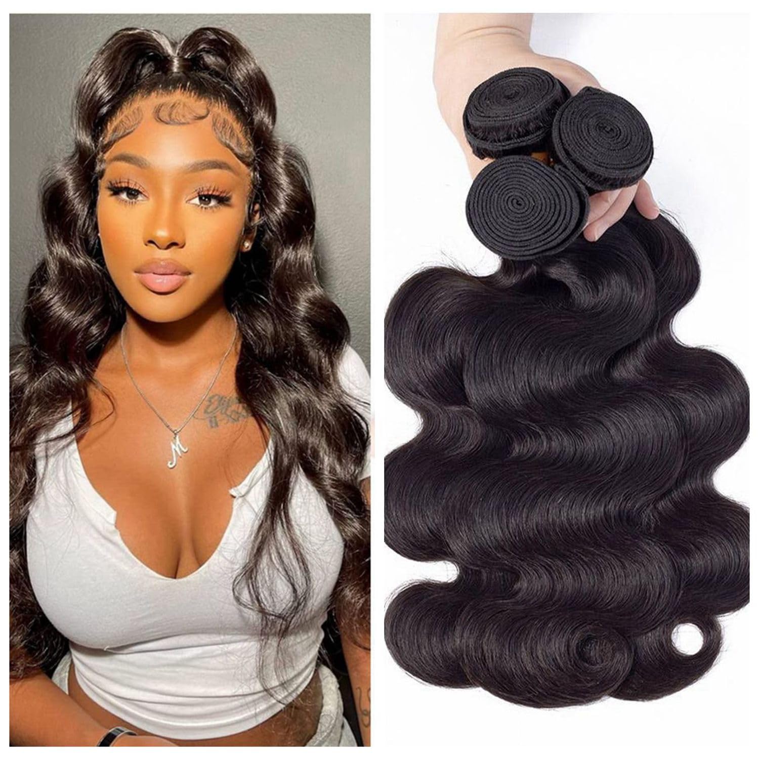 14 16 18 Inch Human Hair Bundles Body Wave Bundles Human Hair 3 Bundles Natural Color 12A 100% Brazilian Virgin Human Hair Bundles
