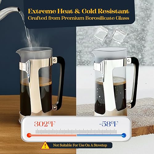 Miniatura 5 de Espro cafetera con prensa P5 – 32 onzas, de vidrio y acero inoxidable, FFP, Empaque original, 18 onza, Vidrio/Acero inoxidable Acero inoxidable