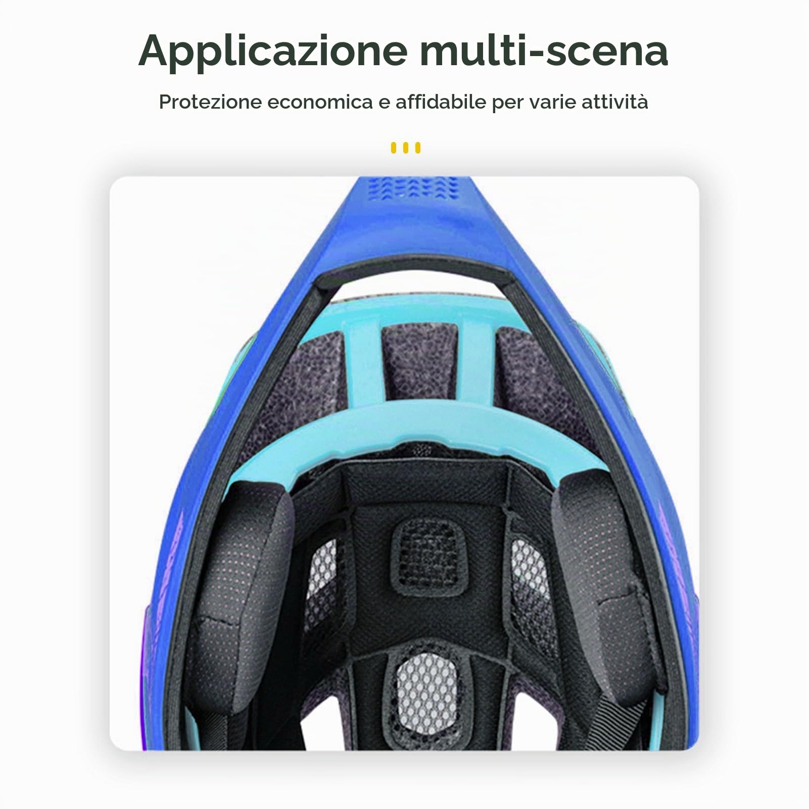 Casco integrale per bambini con protezione per il mento rinforzata, 18 fori di ventilazione, traspirante e leggero, dimensioni (51-54 cm)
