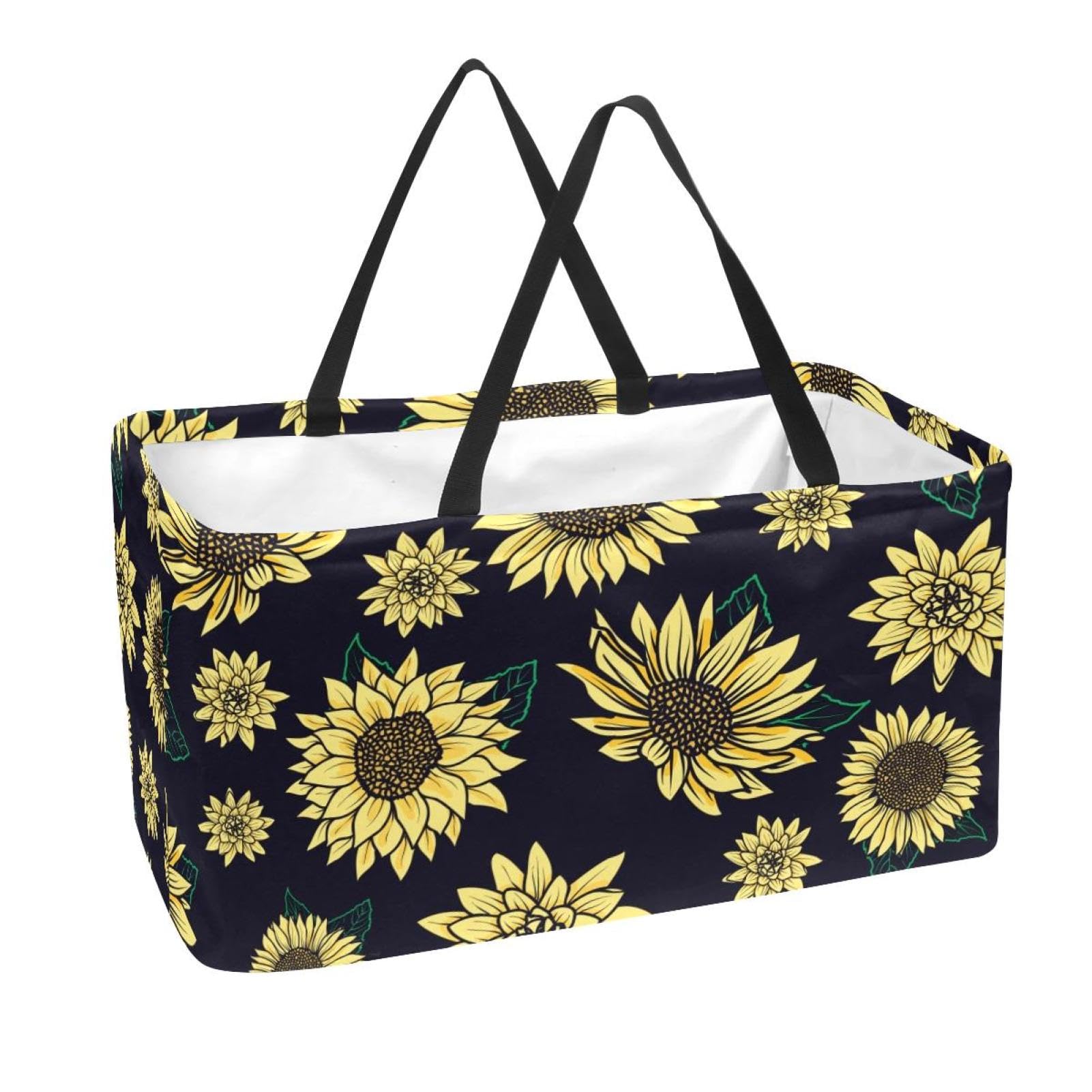 Grand panier de rangement lavable : sac d'épicerie réutilisable et pliable résistant