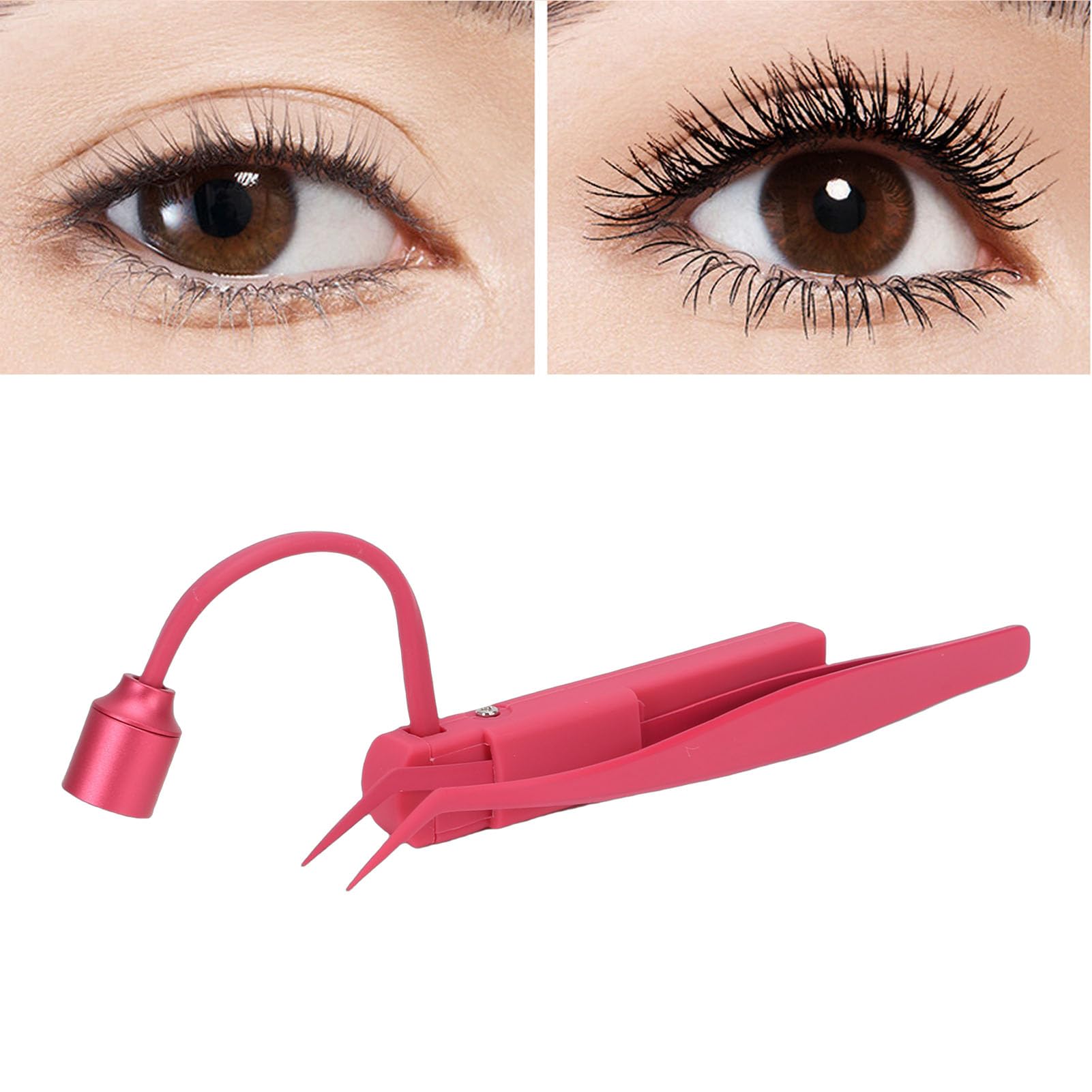 Topiky Pinzas de Pestañas para Extensiones de Pestañas, Lámpara de LED 1W 395nm Pinzas de Luz de Curado de Pegamento Rápido, Ajuste de Rotación de 180°, Compactas y Portátiles (rojo)