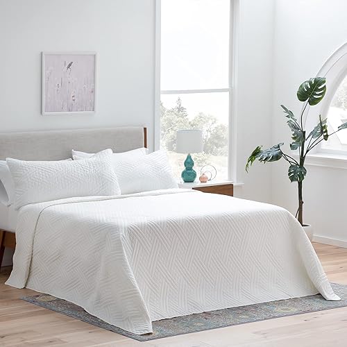 Linenspa Colcha de microfibra con fundas de almohada, colcha ligera para todas las estaciones, patrón geométrico, individualindividual XL