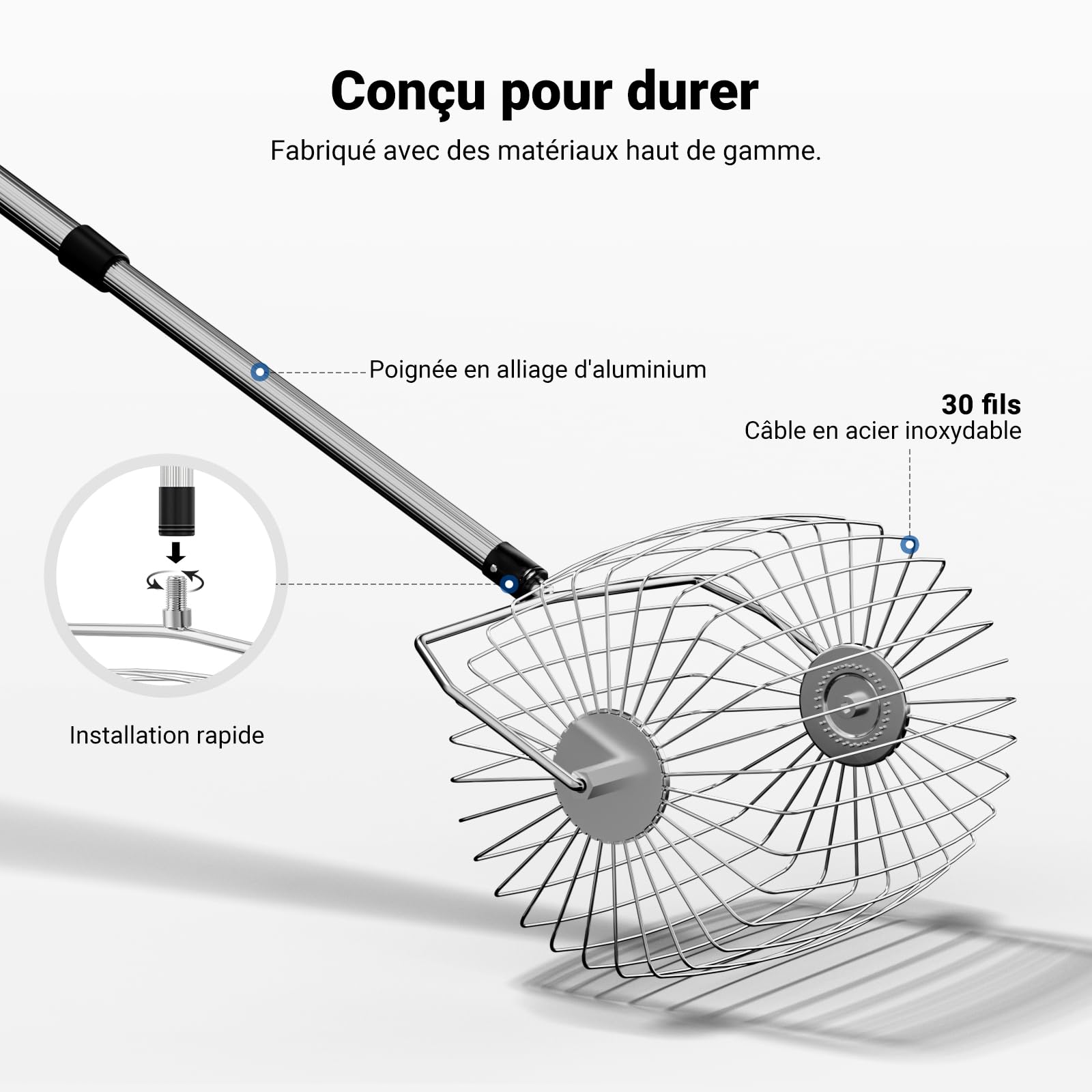 NEEWER Basics TB05S - Recolector de Pelotas de Tenis, no más agacharse, recogedor Ovalado de 80 – 144 cm, recogedor telescópico para hasta 35 Pelotas de Tenis