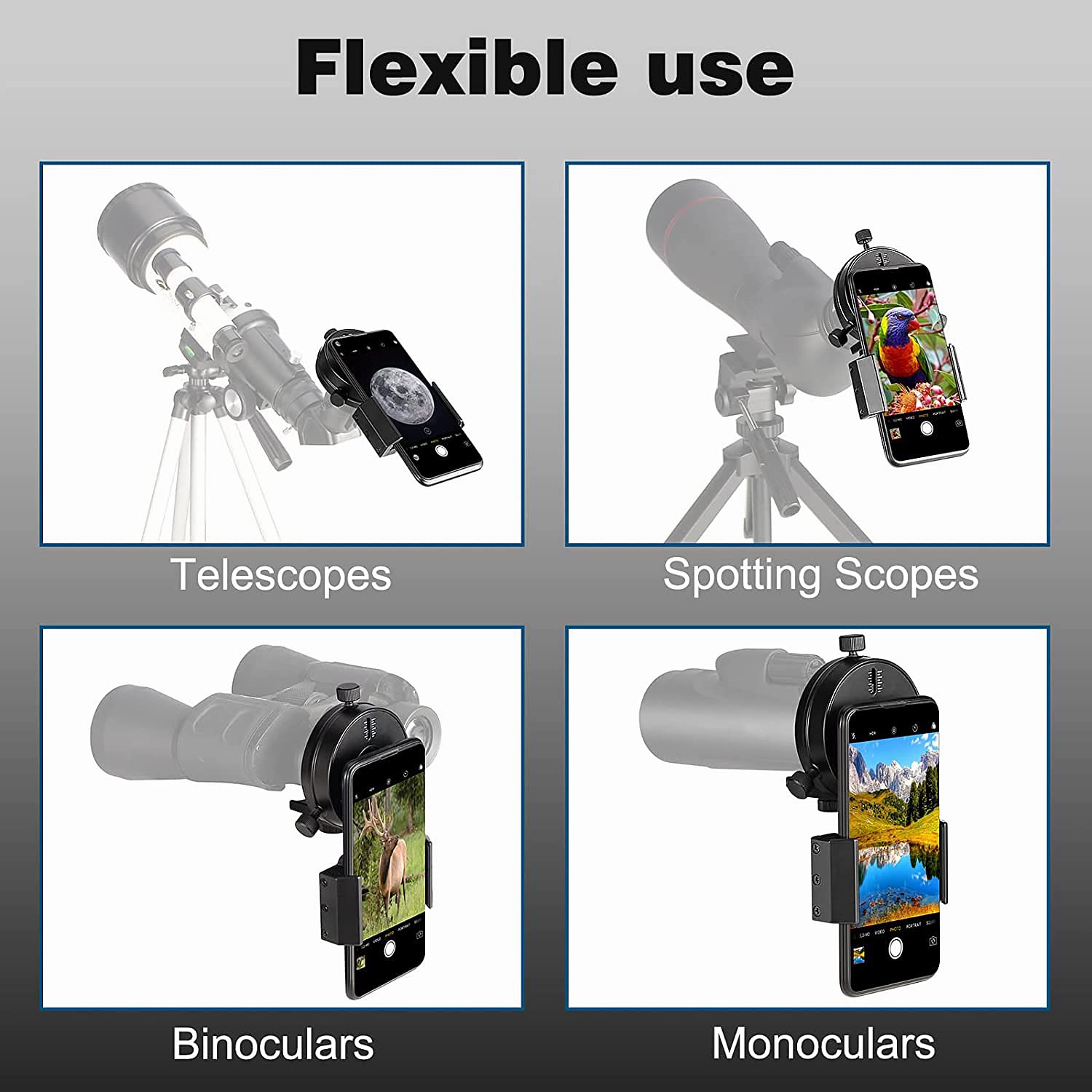 Phone Scope Digiscoping Adapter For Phones SOLOMARK Universal Cell Mount For ...