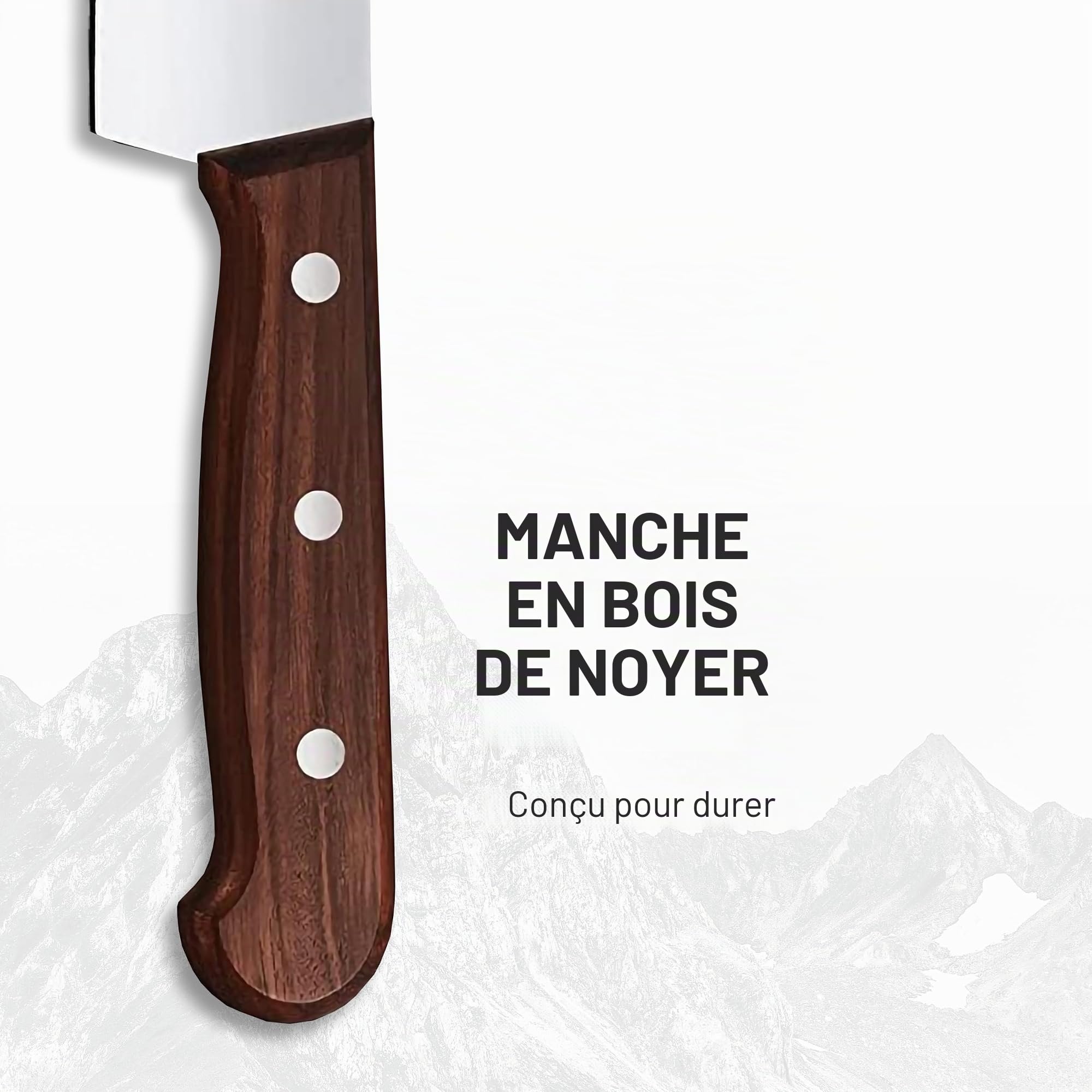 Victorinox Wood, Couteau à trancher professionnel, Lame extra-tranchante, tranchant droit, 22 cm, Manche en bois noble, Acier inoxydable, brun