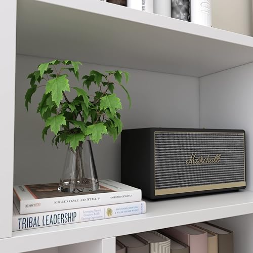 Miniatura 8 de AGOTENI Estantería de 10 cubos, organizador de almacenamiento abierto de madera de 3 niveles para sala de estar, dormitorio, oficina en casa, blanco