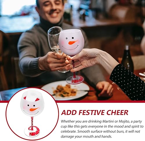 Miniatura 7 de DOITOOL Copas de vino de Navidad con tallo, muñeco de nieve festivo pintado a mano, copa de vino de Navidad, copas de cóctel, copas de vino con
