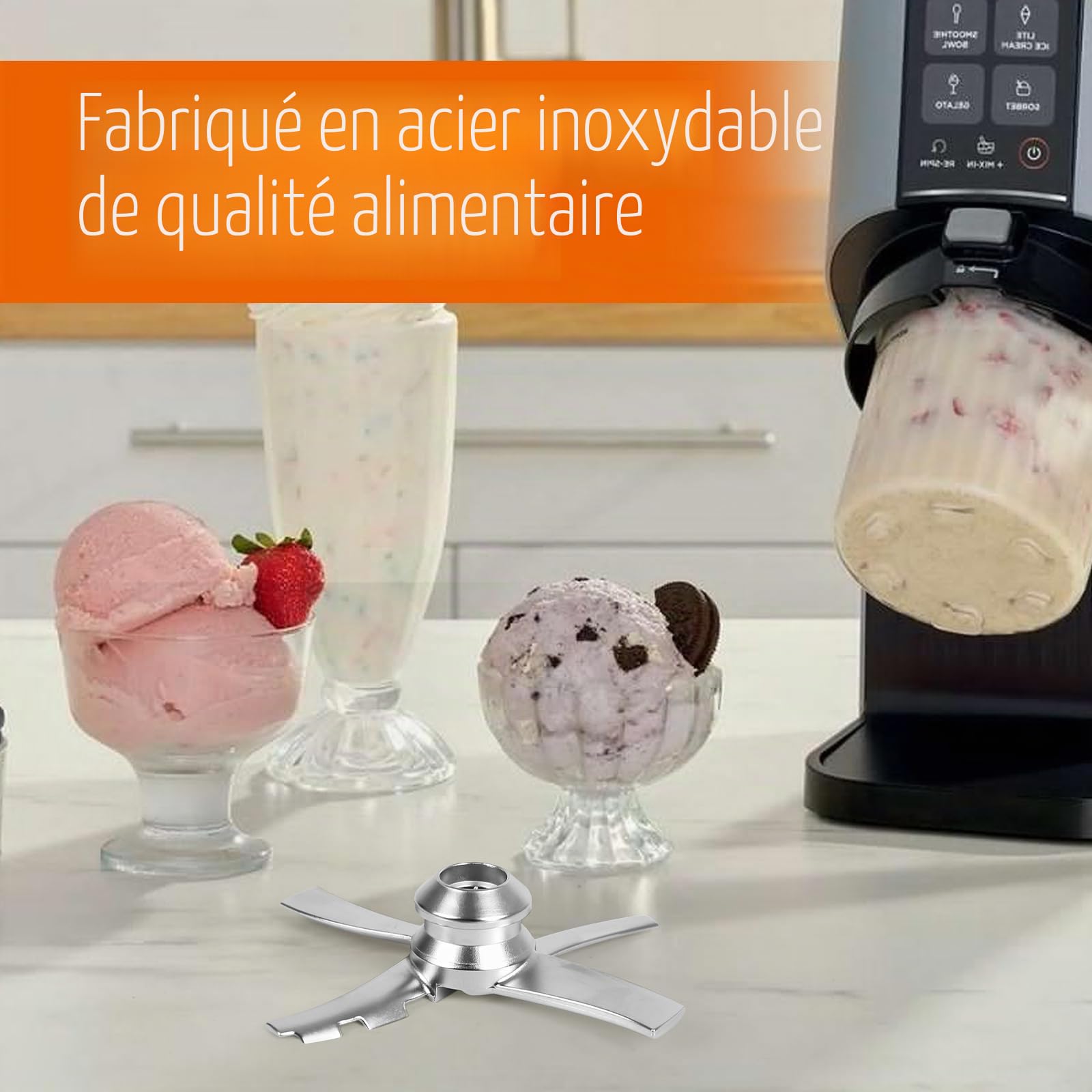 Lame de rechange compatible avec les machines à crème glacée Nin-ja Creami NC300, pièces de rechange pour Nin-ja Ice Creami Accessoires CN301CO, CN301CCO, CN305A