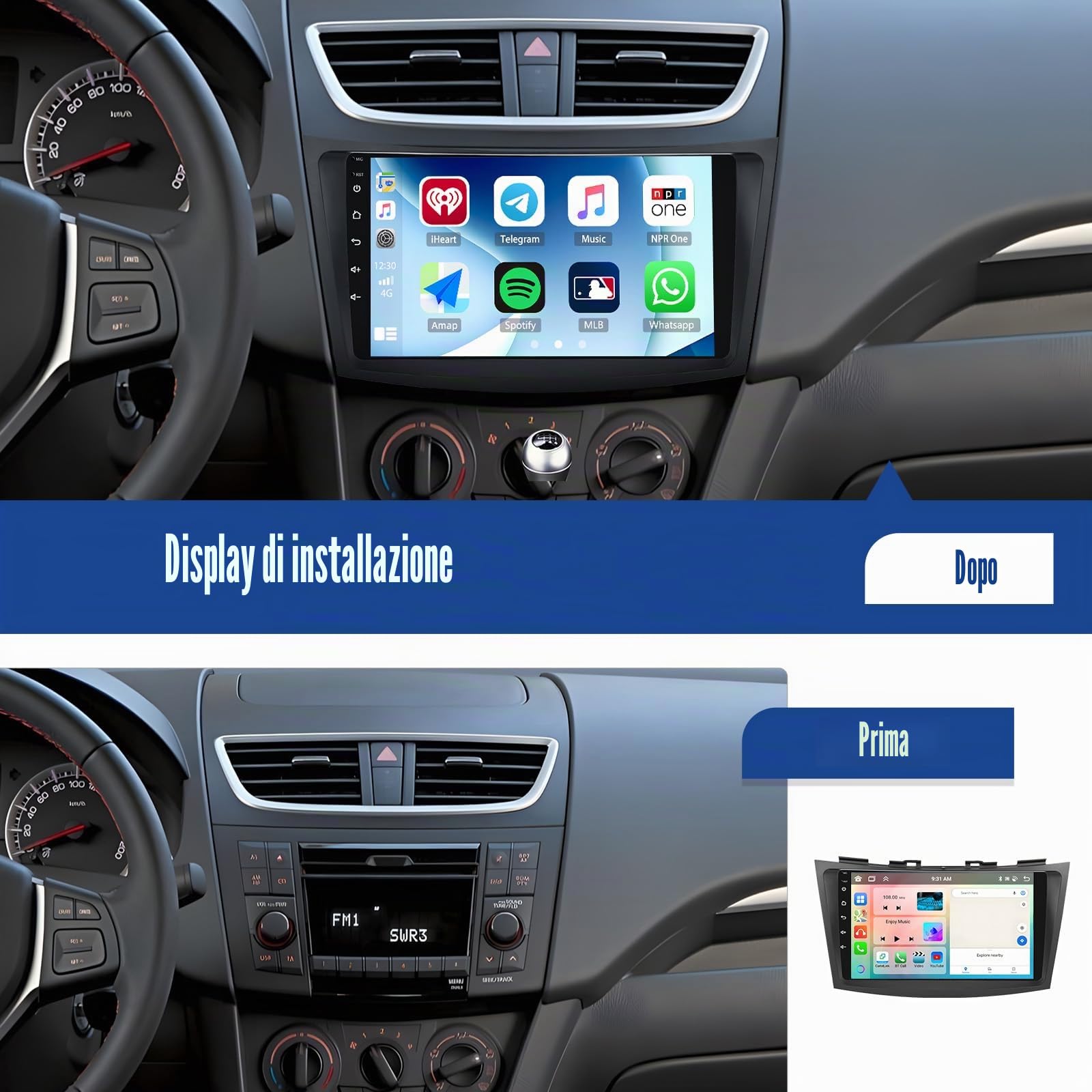 SIXWIN 8 Core 6+128GB Android 15 Autoradio per Suzuki Swift 2011-2017 Suzuki Ertiga 2012-2017 con CarPlay/Android/DSP, 9" HD Schermo Navigatore GPS WiFi BT USB FM RDS Radio Mirror Link+32 band EQ