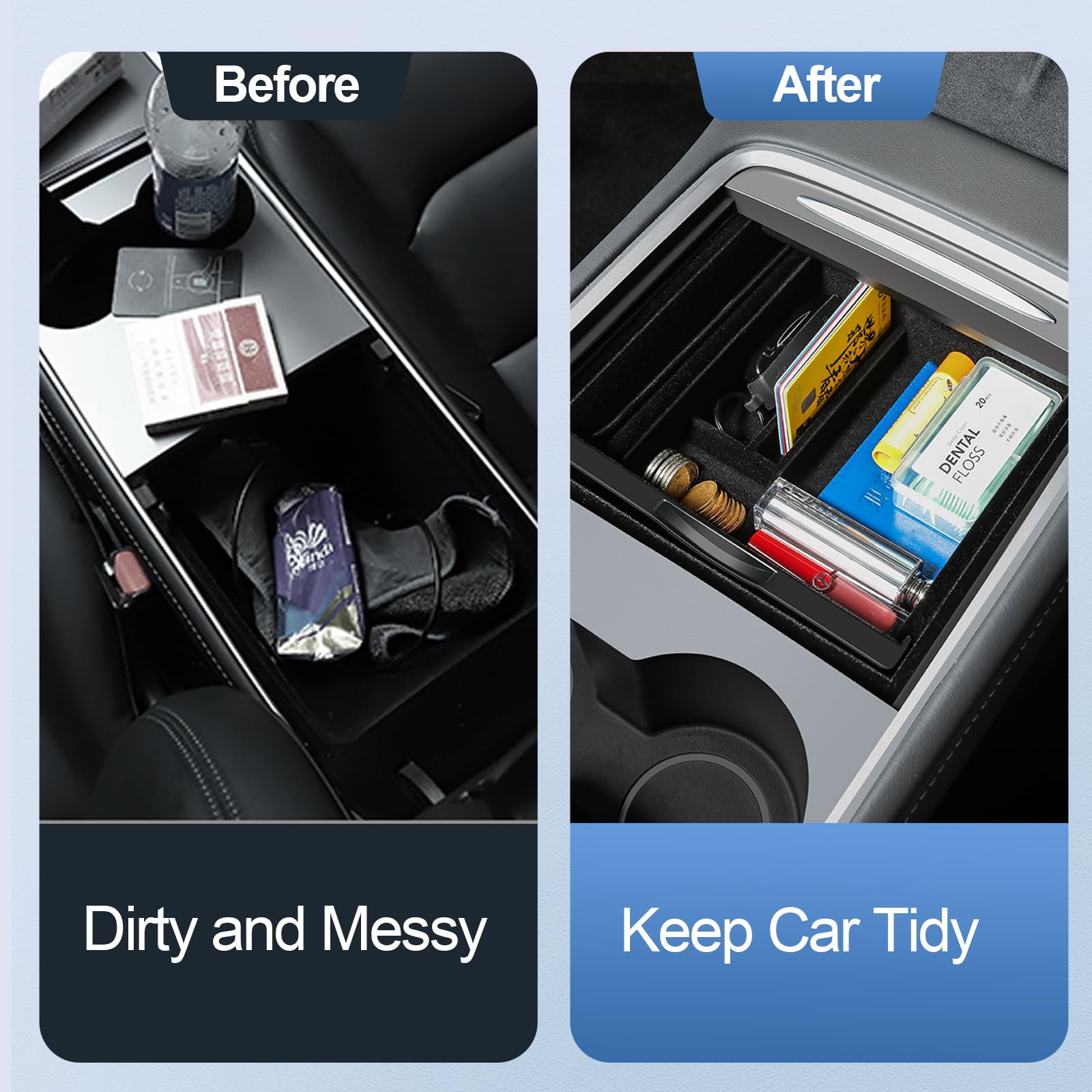 BASENOR Boîte De Rangement Cachée Pour Accoudoir Tesla Model Y Model 3 [magnétique Puissant] Console Centrale Compartiment Secret Accessoires Pour Modèle 3 2017-2023 Modèle Y 2020-2024