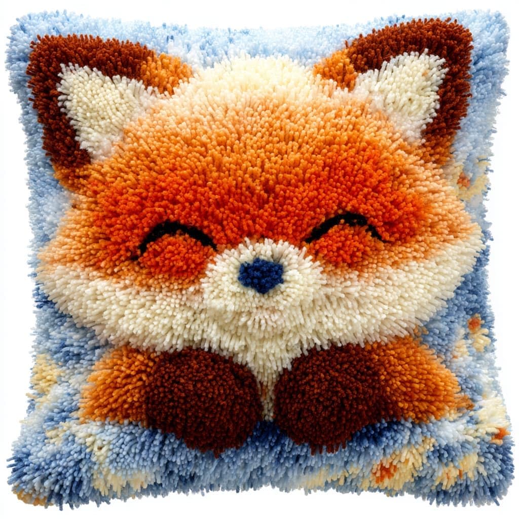 Taxpy Latch Hook Kit, Animal Cushion DIY Pillow Materials Package 43cmX43cm Hooks Knitted Embroidered Carpet Pillow Embroidery Latch Hook Carpet Kit